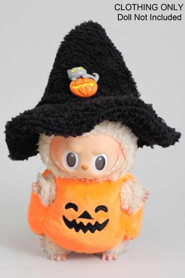 Furry Witch Hat And Pumpkin Labubu Outfit