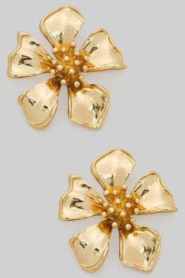 Brass Flower Drop Earrings