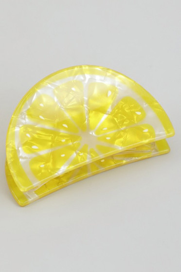 Marbled Acrylic Lemon Wedge Hair Clip