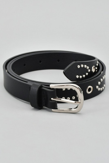 Studded Thin Faux Leather Belt