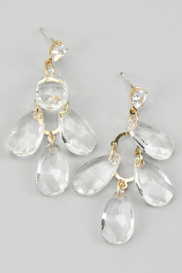 Cz Studs With Chandelier Stones