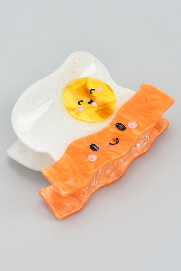 Marbled Acrylic Bacon And Eggs Hair Clip