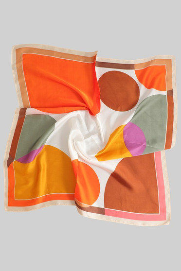 Silky Square Scarf Art Deco Geo Print