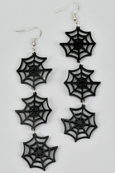 Triple Tiered Spider Web Drop Earrings