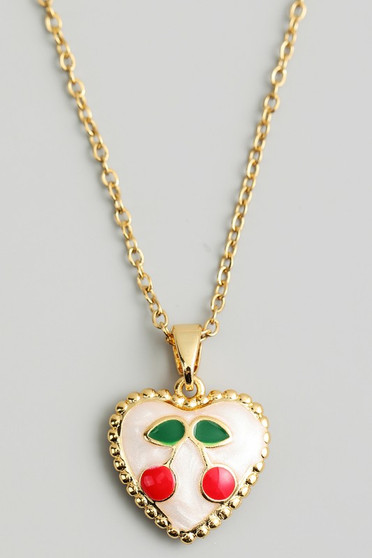 Double Sided Cherry Heart Necklace