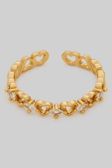 Alternating Heart Link Open Brass Ring