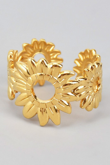 Sunflower Cutout Brass Ring