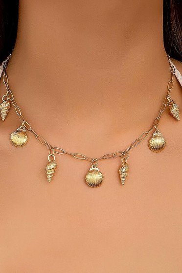 Clam And Horn Shell Charm Chain Necklace