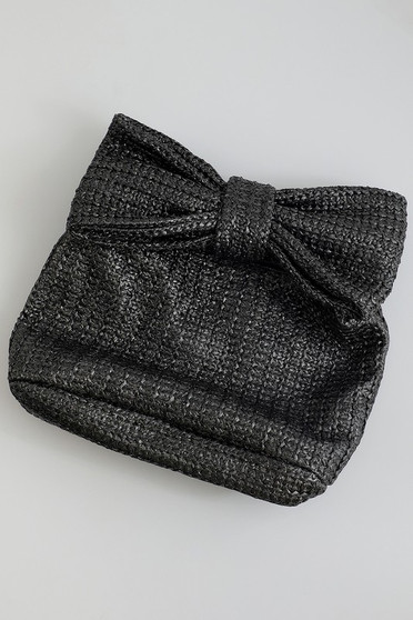Woven Bow Clutch Hand Bag