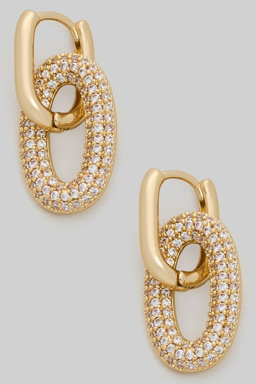 Chain Link Drop Earrings With Cz Pave