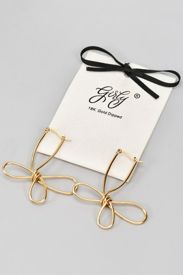 18K Gold Dipped Twisted Bow Drop Earrings