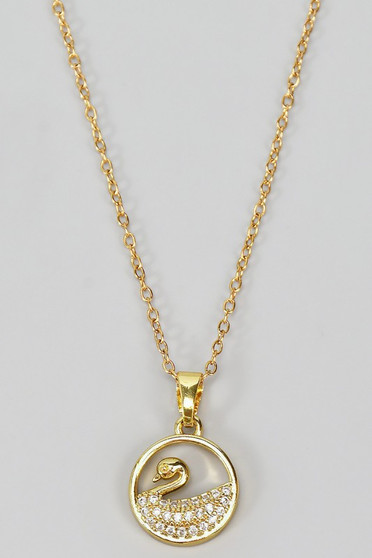 Dainty Cz Pave Swan Pendant Necklace