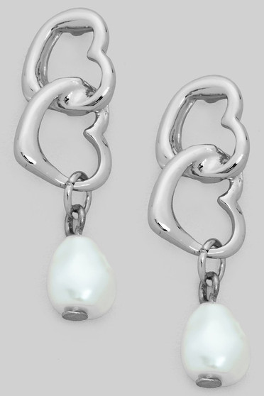 Heart Link Drop Earrings With Fwp