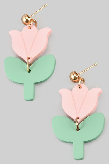 Dangling Acrylic Tulip Flower Drop Earrings