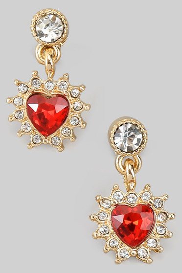 Dazzling Heart Charm Cz Stud Earrings