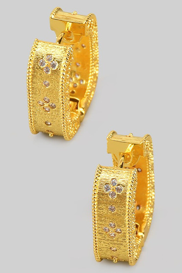 Lavish Decorative Square Hoops With Cz Clovers