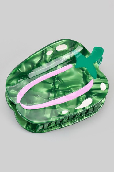 Marbled Acrylic Green Pepper Hair Clip