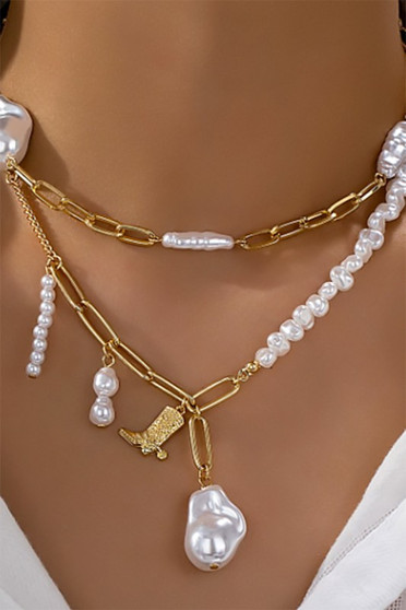 Layered Fresh Water Pearl Necklace With Boot Charm