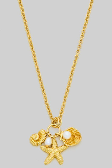 18K Gold Dipped Shell And Pearl Charm Pendant