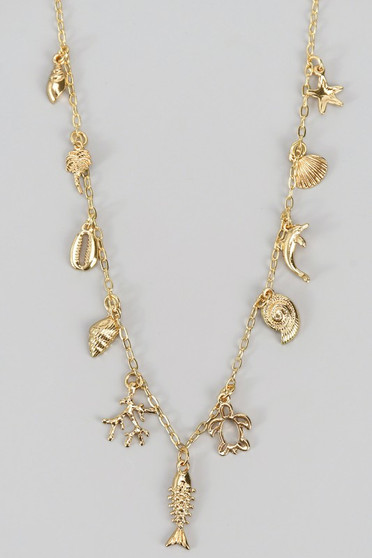 Eleven Sea Life Themed Charm Necklace