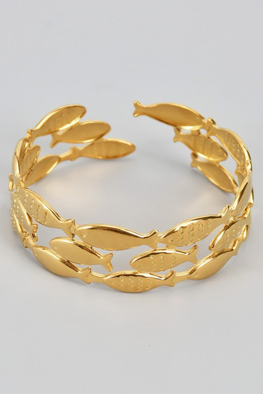 Triple Stack Fish Link Cuff Bracelet