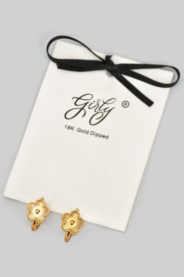Textured 18K Gold Dipped Flower Hoops