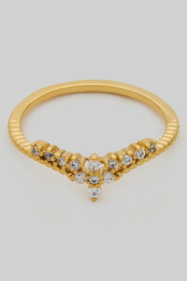 Delicate Cz Pave Textured Ring