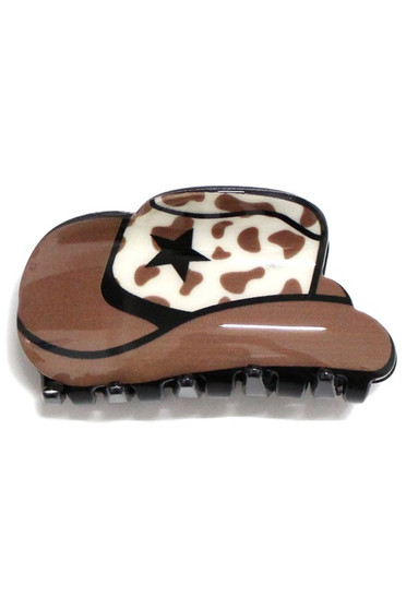 Mini Animal Print Cowgirl Hat Hair Clip