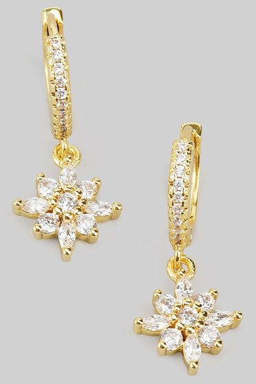 Brass Huggies With Cz Pave And Cz Star Charm