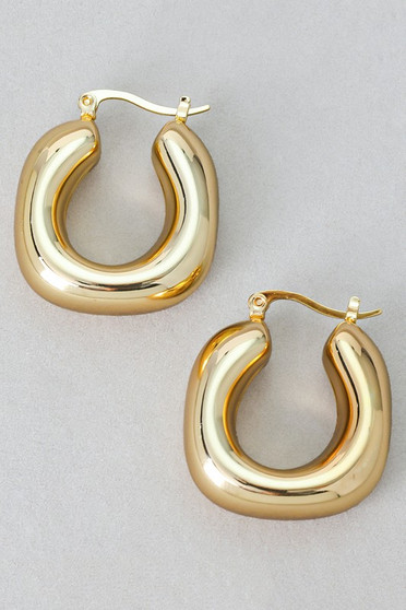 Stainless Steel Square Hinge Hoop Earrings