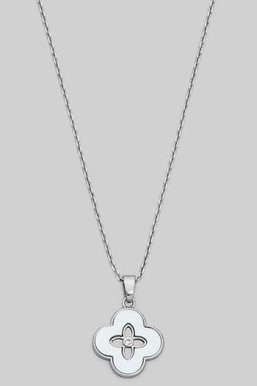 Pearl Clover Pendant Necklace With Cz Accents