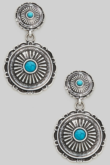 Linear Western Turquoise Drop Earrings