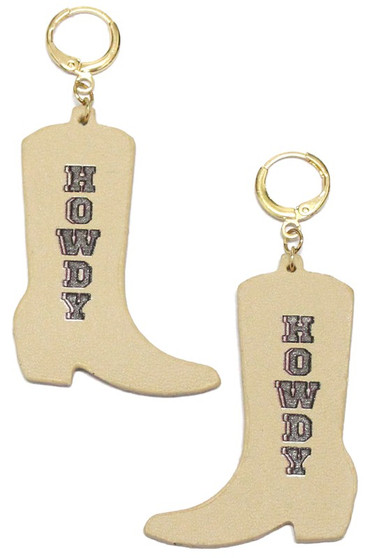 Howdy Leather Boot Earrings