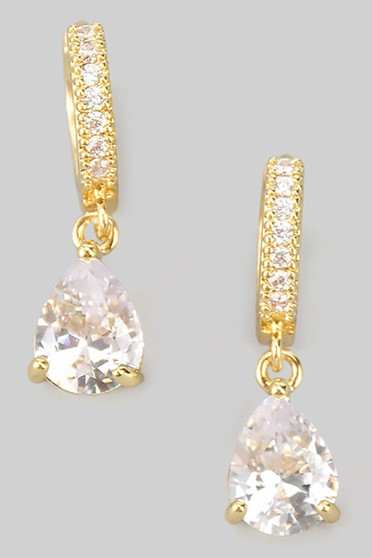 Teardrop Cz Brass Huggies