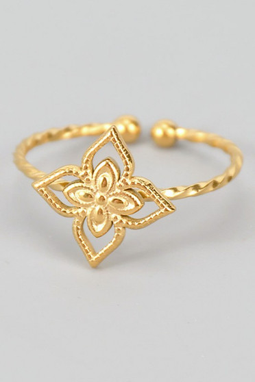 Delicate Flower Cut Out Brass Ring