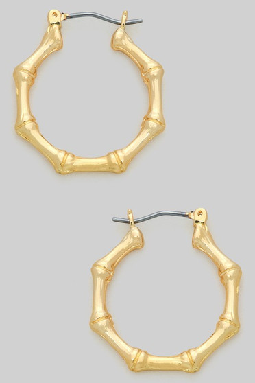 Bamboo Brass Hoop Earrings