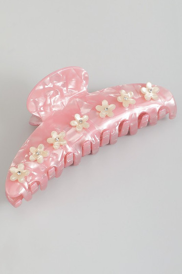 Marbled Acrylic Flower Charm Hair Clip