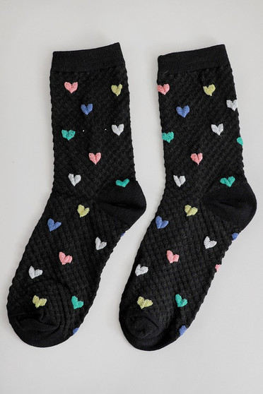 Multi Color Heart Print Ankle Socks