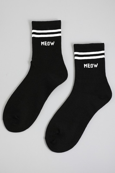 Meow Striped Ankle Socks