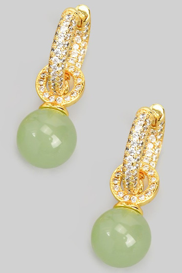 Stone Charm Cz Pave Hoops