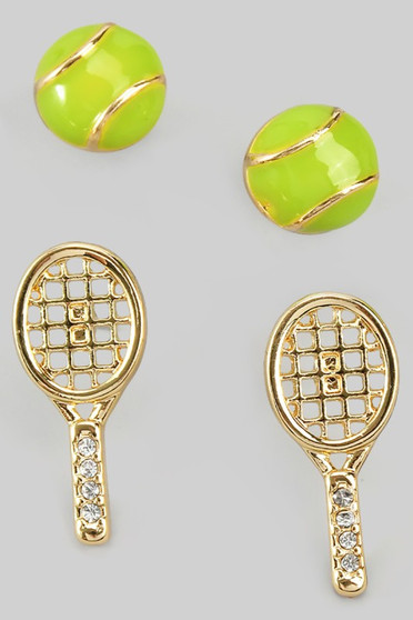 Tennis Ball And Racket Stud Set