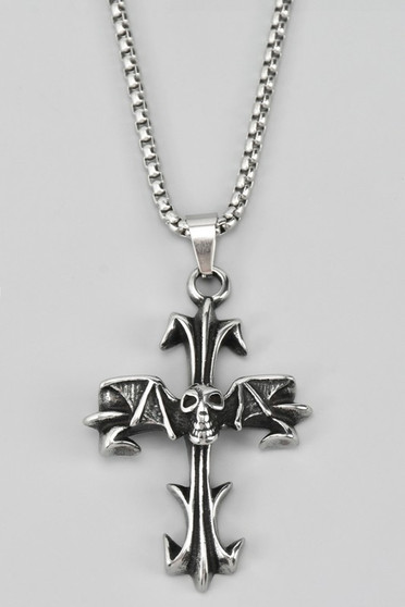 Gothic Skull Cross Pendant Necklace