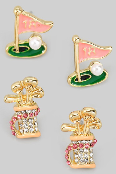 Golf Clubs And Hole Stud Set