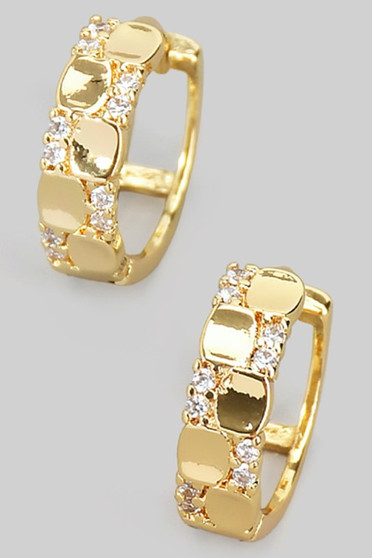 Textured Hinge Hoops With Micro Pave