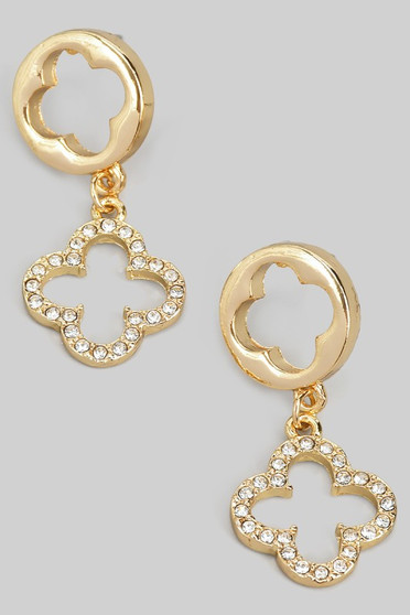 Clover Cut Out Pave Drop Earrings