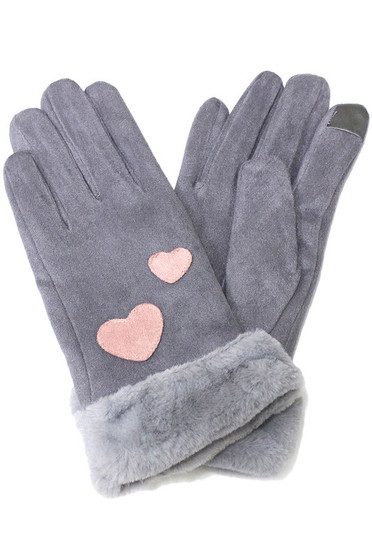 Heart Glove With Soft Fur Trim&Inside.