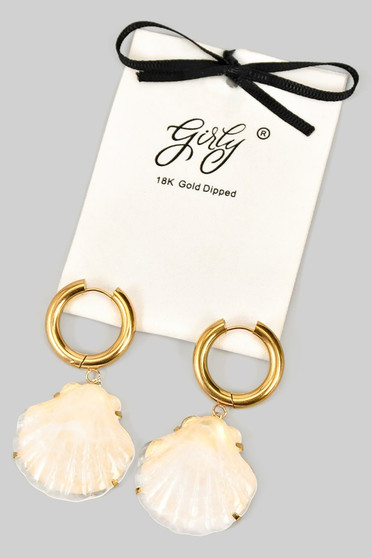 18K Gold Dipped Hoops With Shells