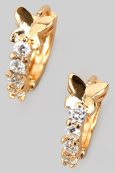 Brass Butterfly Hoops With Zircon