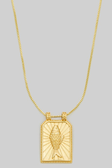 Fish Portrait Pendant 18K Dipped Necklace