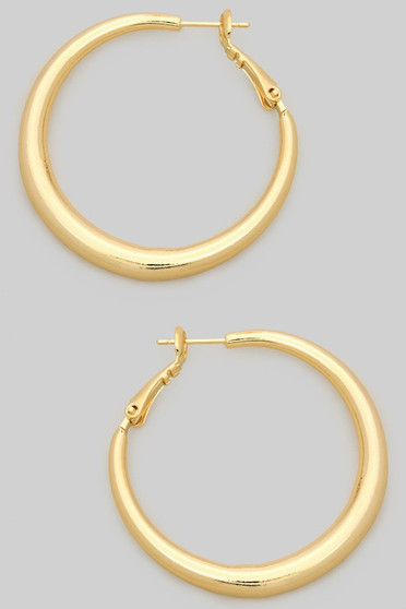 Shiny Brass Hoop Earrings - #GE11174